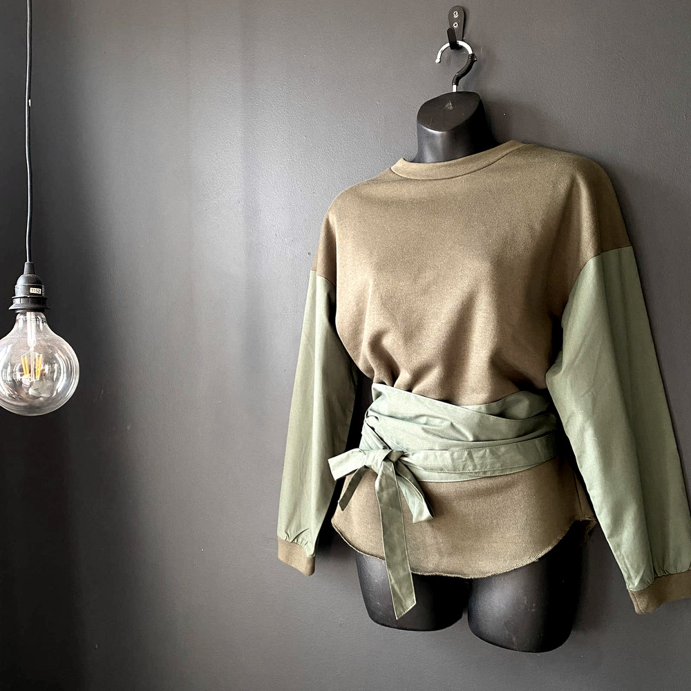 MOUSSY Shash Belt Sweatshirt Army Green Size Small - Picture 1 of 14